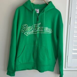 GOGO SPORTS Apple Green Zip Up Hoodie w/ “San Francisco” Embroidery Size XL